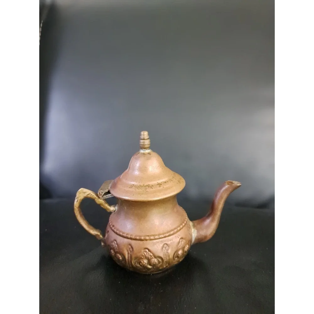 Vintage Brass Dallah Arabic Middle Eastern Etched Coffee Tea Pot‎ 4